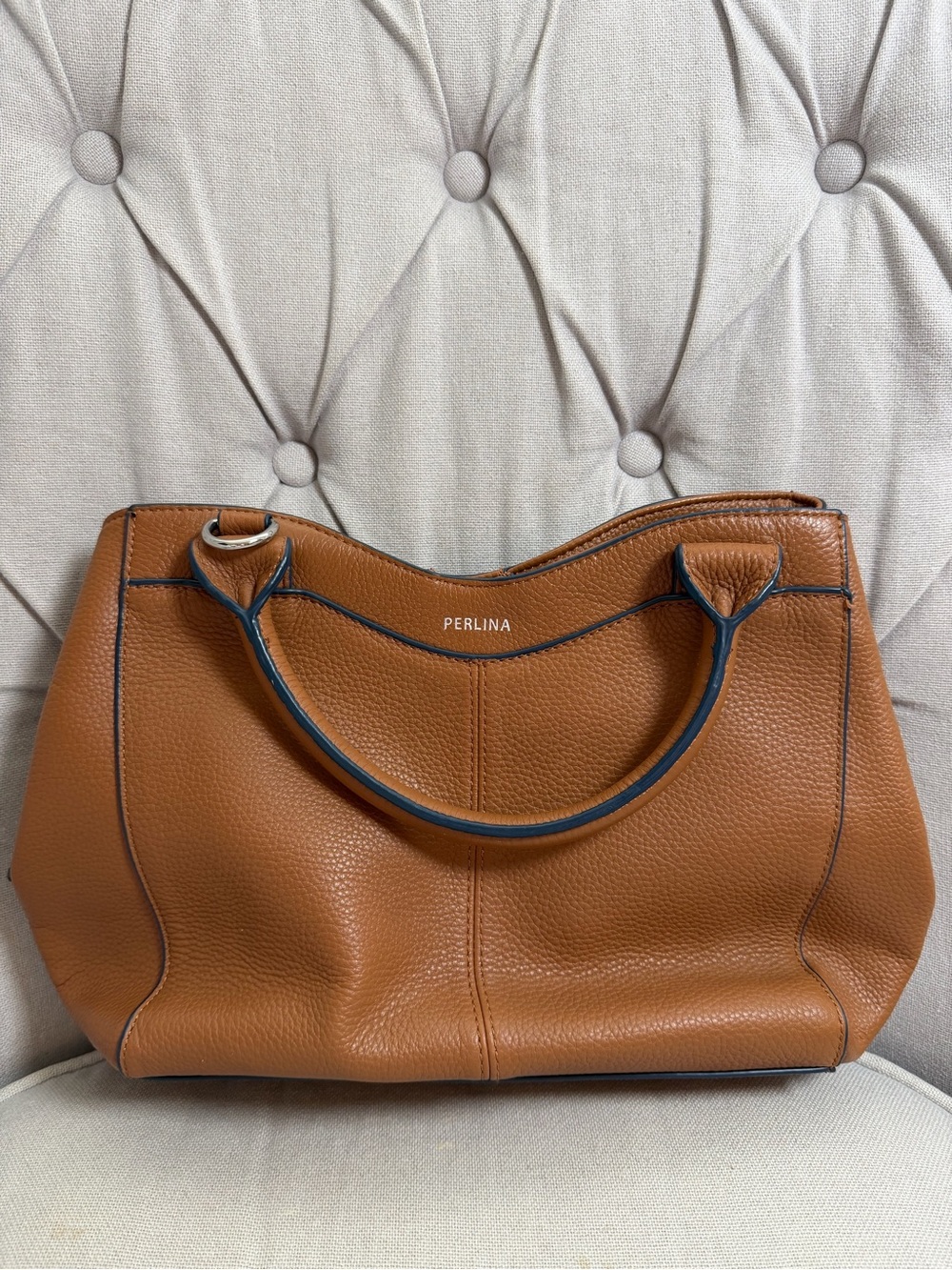 Perlina Tan Leather Handbag Purse